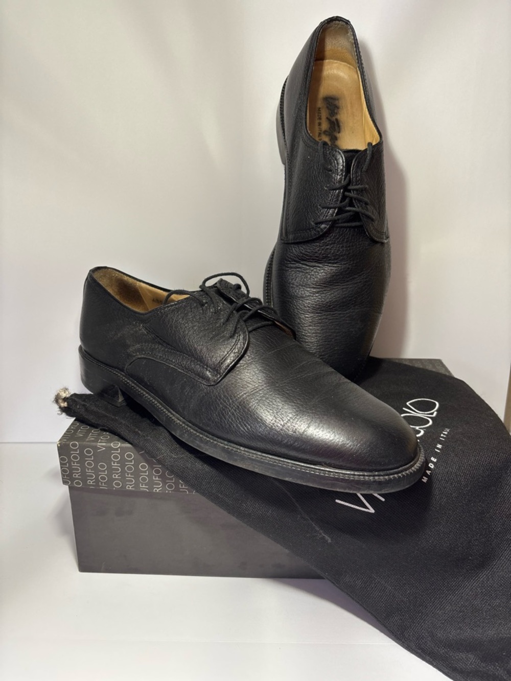Men's Black Leather Derby Dress Shoes - Classic Lace-Up